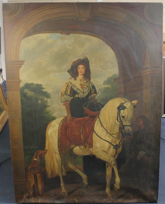 After John Everett Millais (1829-1896) and Edwin Henry Landseer (1802-1873) Effie Millais posing as Nell Gwynne, 51.5 x 38in., unframed